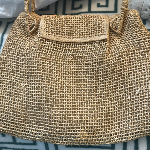Vintage Embroidered Raffia Handbag - Picture 2 of 5